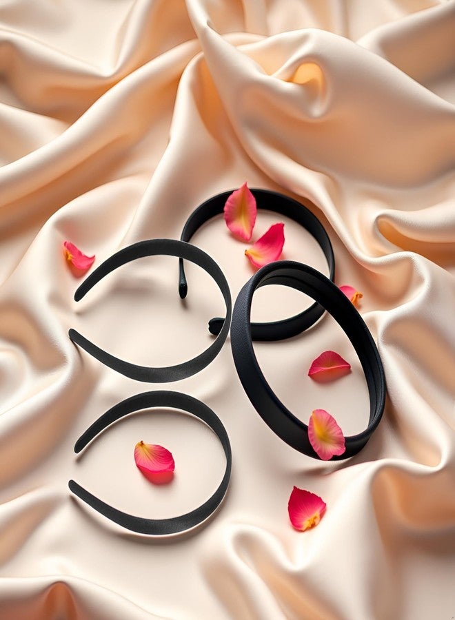 Tnyvm 2Pcs Black Headbands Wide Satin Fashion Solid Hoops Anti-slip Plain DIY Hair Accessories Gifts for Women Girl - Image 5